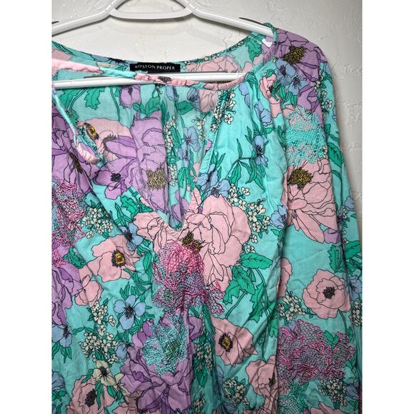 Boston Properfloral flowy blouse womens medium boho prairie peasant bohemian - Picture 3 of 9